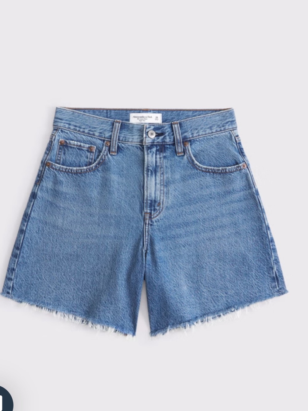 Abercrombie & Fitch High-Waist Frayed loose Hem Denim Shorts - Picture 8 of 9